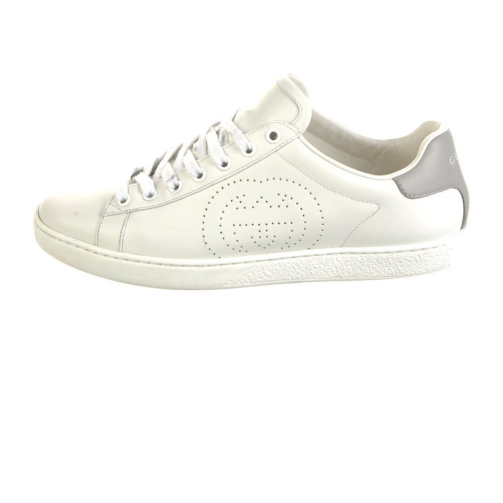 Gucci White Gray Sneakers Minimalist Designer 8.5 38.5 9 G logo tennis shoes - Picture 6 of 8